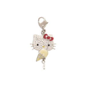 新品同様 スワロフスキー ハローキティー アイスクリーム メタル ラインストーン シルバー チャーム 0510【中古】SWAROVSKI
