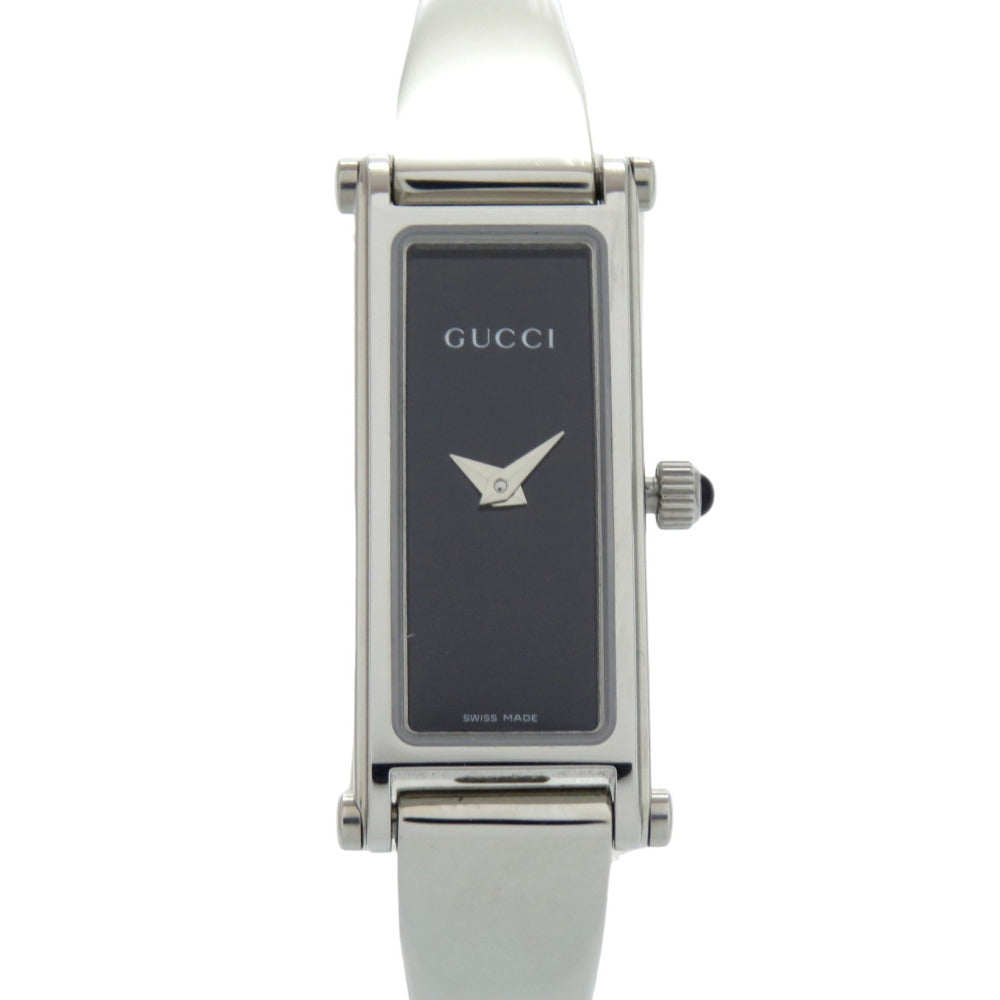 美品 グッチ 1500L SS ブラック シルバー クオーツ 腕時計 黒文字盤 0568【中古】GUCCI