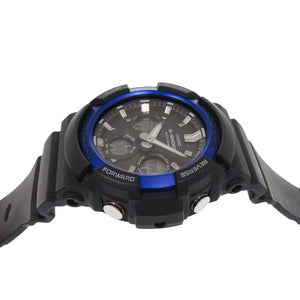 美品 カシオ G-SHOCK GAW-100B-1A2JF 樹脂 アルミ ブラック ブルー タフソーラー 腕時計 黒 Gショック 0579【中古】CASIO