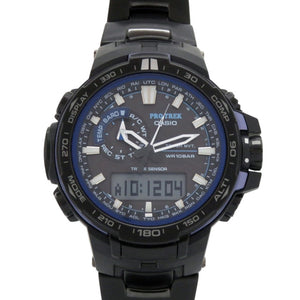 美品 カシオ プロトレック PRW-6000YT-1BJF タフソーラー ブラック ブルー 腕時計 チタン 黒 0583【中古】CASIO