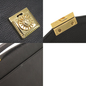 美品 ヴェルサーチ ヴィンテージ サンバースト レザー ブラック ビジネスバッグ ハンドバッグ 黒 0598【中古】Versace