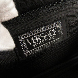 美品 ヴェルサーチ ヴィンテージ サンバースト レザー ブラック ビジネスバッグ ハンドバッグ 黒 0598【中古】Versace