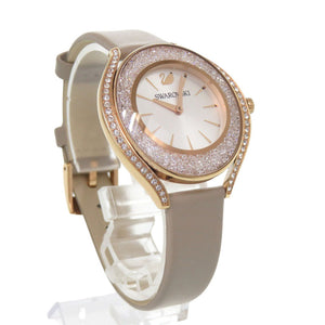 新品同様 スワロフスキー クリスタルライン オーラ SS レザー ホワイト クオーツ 腕時計 0609【中古】SWAROVSKI