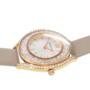 新品同様 スワロフスキー クリスタルライン オーラ SS レザー ホワイト クオーツ 腕時計 0609【中古】SWAROVSKI