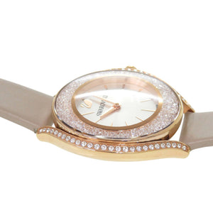 新品同様 スワロフスキー クリスタルライン オーラ SS レザー ホワイト クオーツ 腕時計 0609【中古】SWAROVSKI