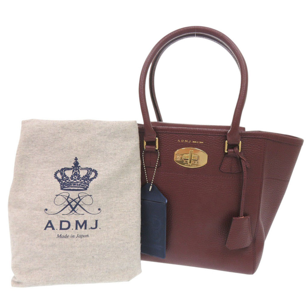 美品 エーディーエムジェイ レザー ボルドー ハンドバッグ トートバッグ 0625【中古】ADMJアクセソワ