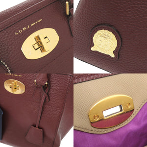美品 エーディーエムジェイ レザー ボルドー ハンドバッグ トートバッグ 0625【中古】ADMJアクセソワ