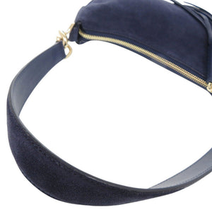 未使用 ジミーチュウ ATHINI スウェード ネイビー ショルダーバッグ 0644【中古】JIMMY CHOO