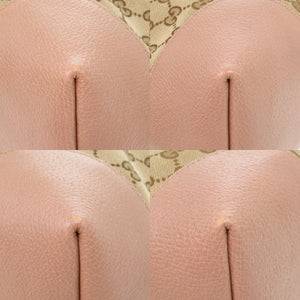 美品 グッチ 2WAY グッチシグネチャー ブリー 353120 GGキャンバス/レザー ベージュ/ピンク ハンドバッグ 0649【中古】GUCCI