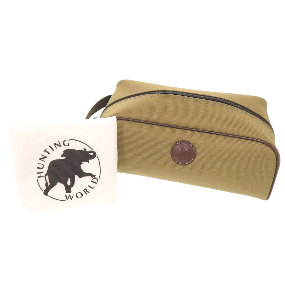新品同様 ハンティングワールド サファリ キャンバス カーキ ブラウン セカンドバッグ 0744【中古】HUNTING WORLD メンズ