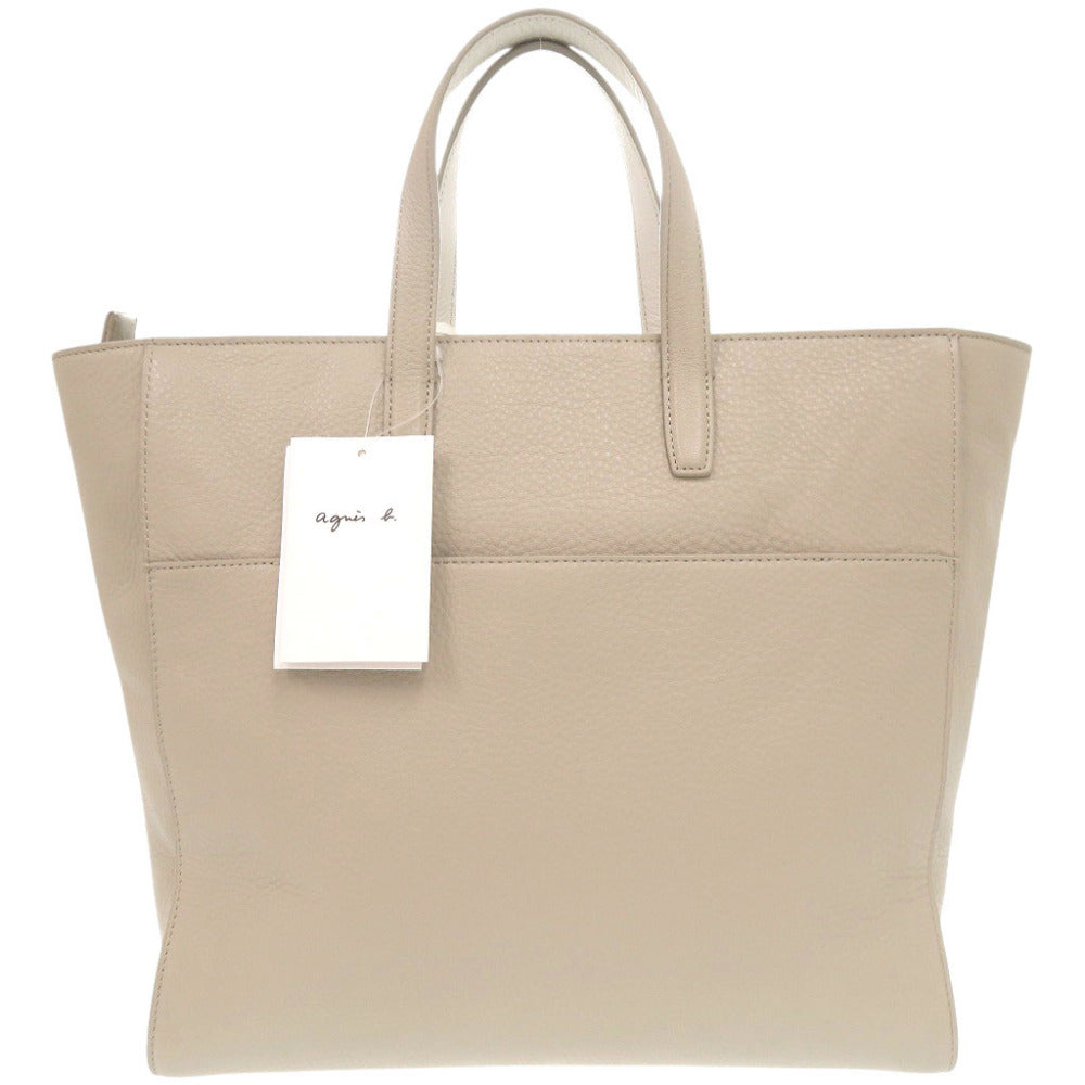 美品 アニエスベー レザー ベージュ 2WAY トートバッグ 0760【中古】agnes b.