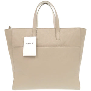 美品 アニエスベー レザー ベージュ 2WAY トートバッグ 0760【中古】agnes b.