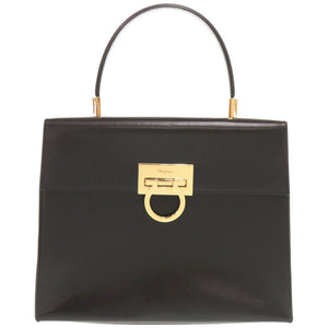 美品 サルヴァトーレフェラガモ ガンチーニ AF-21 8657 レザー ブラック ハンドバッグ 黒 0769【中古】Salvatore Ferragamo