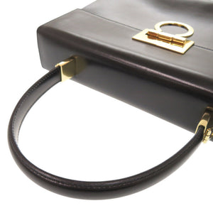 美品 サルヴァトーレフェラガモ ガンチーニ AF-21 8657 レザー ブラック ハンドバッグ 黒 0769【中古】Salvatore Ferragamo