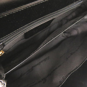 美品 サルヴァトーレフェラガモ ガンチーニ AF-21 8657 レザー ブラック ハンドバッグ 黒 0769【中古】Salvatore Ferragamo