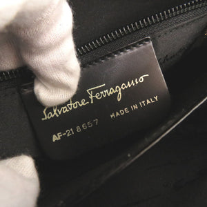 美品 サルヴァトーレフェラガモ ガンチーニ AF-21 8657 レザー ブラック ハンドバッグ 黒 0769【中古】Salvatore Ferragamo