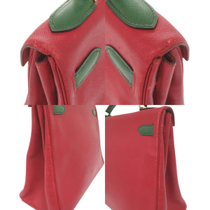 エルメス ケリー32 内縫い バイカラー クシュベル ルージュヴィフ ヴェール ゴールド金具 〇X刻印(1994年製) ハンドバッグ 0797【中古】HERMES