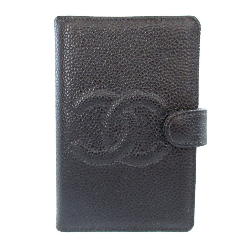 美品 シャネル キャビアスキン ブラック 黒 5番台 手帳 手帳カバー 0814【中古】CHANEL