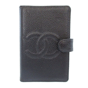美品 シャネル キャビアスキン ブラック 黒 5番台 手帳 手帳カバー 0814【中古】CHANEL
