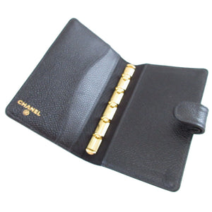 美品 シャネル キャビアスキン ブラック 黒 5番台 手帳 手帳カバー 0814【中古】CHANEL