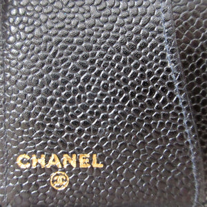 美品 シャネル キャビアスキン ブラック 黒 5番台 手帳 手帳カバー 0814【中古】CHANEL