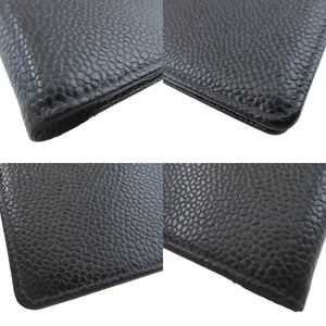 美品 シャネル キャビアスキン ブラック 黒 5番台 手帳 手帳カバー 0814【中古】CHANEL