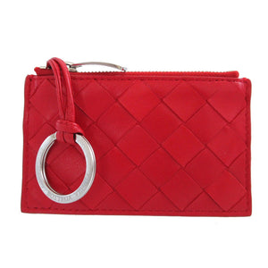 新品同様 ボッテガヴェネタ マキシイントレチャート レザー レッド 赤 コインケース 0815【中古】BOTTEGA VENETA