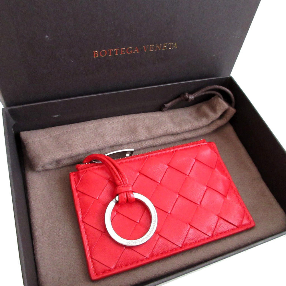 新品同様 ボッテガヴェネタ マキシイントレチャート レザー レッド 赤 コインケース 0815【中古】BOTTEGA VENETA