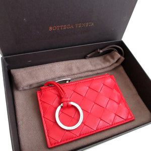 新品同様 ボッテガヴェネタ マキシイントレチャート レザー レッド 赤 コインケース 0815【中古】BOTTEGA VENETA
