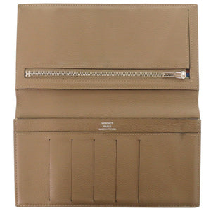エルメス シチズンツイル エバーカラー ブラウン シルバー金具 Y刻印(2020年製) 長財布 0830【中古】HERMES メンズ