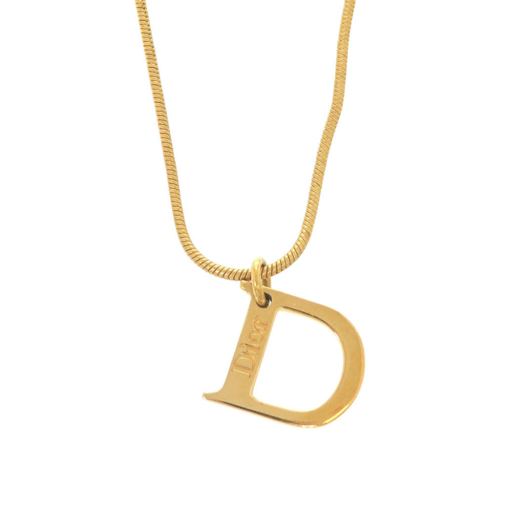 クリスチャンディオール Dロゴ メタル ゴールド ネックレス 0833【中古】Christian Dior