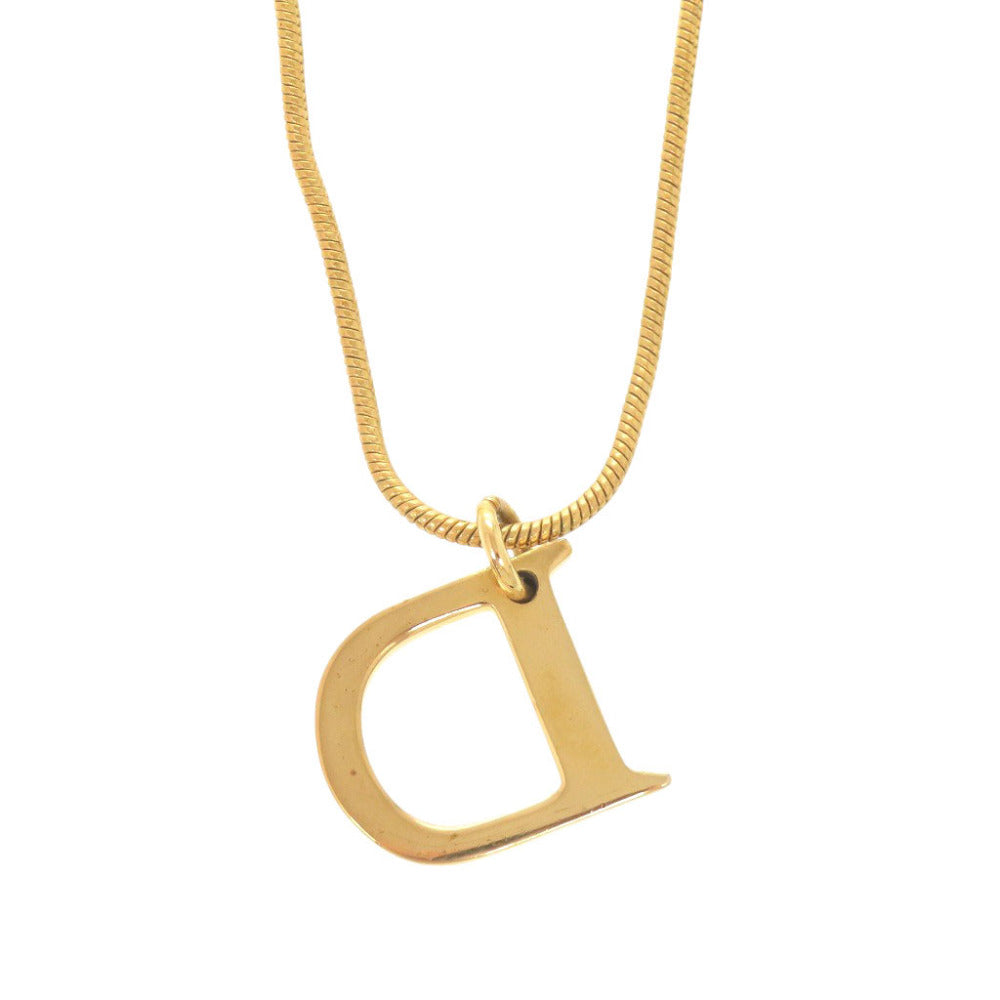 クリスチャンディオール Dロゴ メタル ゴールド ネックレス 0833【中古】Christian Dior