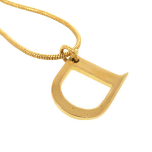 クリスチャンディオール Dロゴ メタル ゴールド ネックレス 0833【中古】Christian Dior
