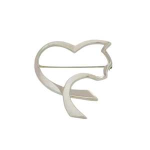 美品 ティファニー ラビング キャット ハート パロマピカソ シルバー925 ブローチ シルバー 0842【中古】TIFFANY&Co.