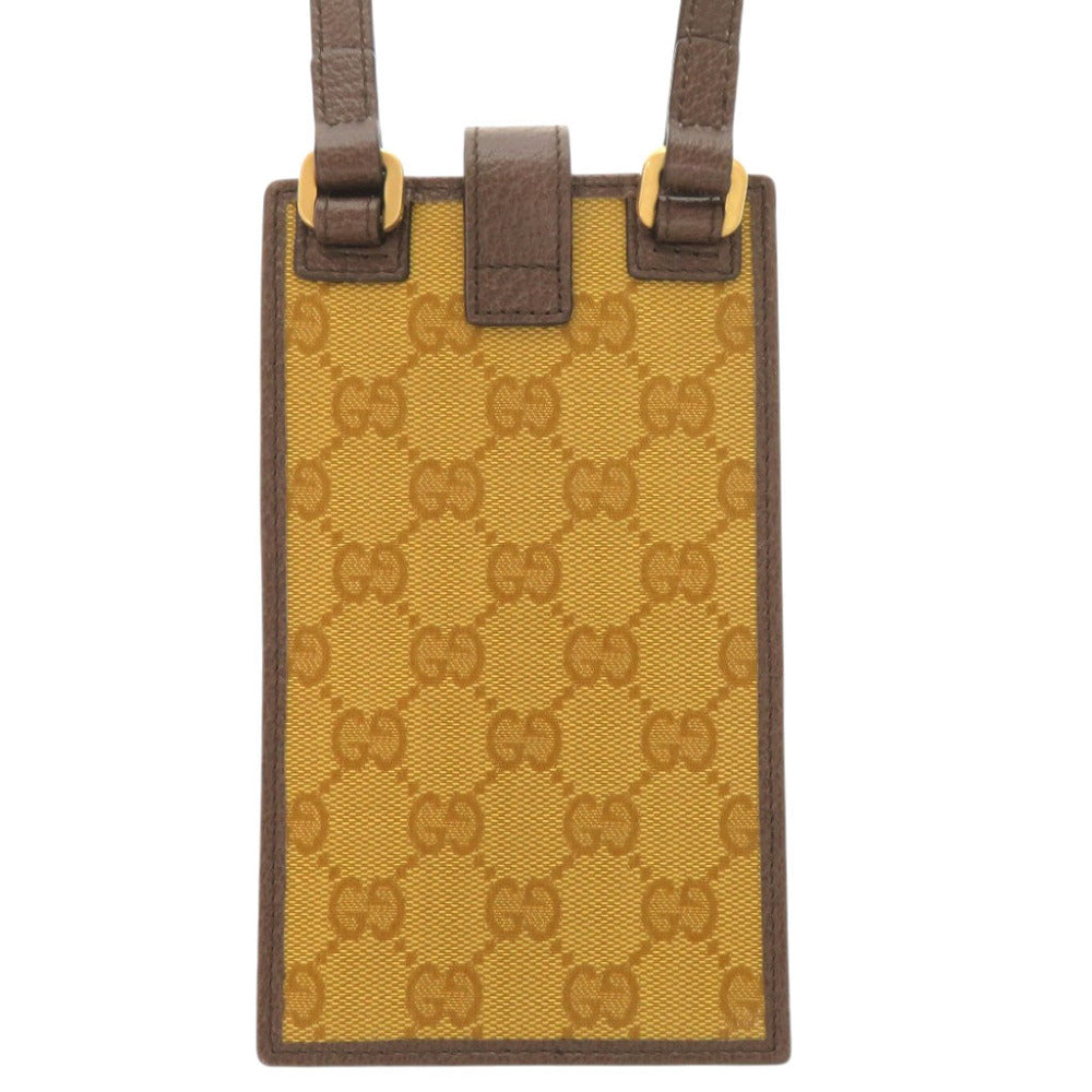 新品同様 グッチ × アディダス GGクリスタル レザー 702203 ブラウン フォンケース ショルダーバッグ 0859【中古】GUCCI