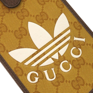 新品同様 グッチ × アディダス GGクリスタル レザー 702203 ブラウン フォンケース ショルダーバッグ 0859【中古】GUCCI