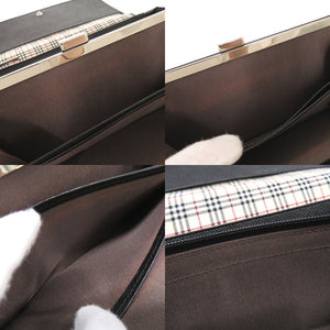 バーバリー がま口 レザー ブラック 長財布 黒 0867【中古】BURBERRY