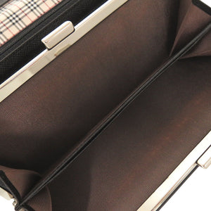 バーバリー がま口 レザー ブラック 長財布 黒 0867【中古】BURBERRY