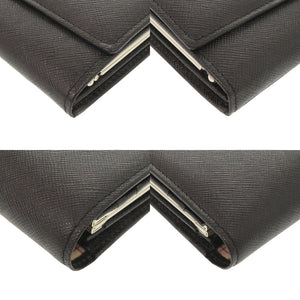 バーバリー がま口 レザー ブラック 長財布 黒 0867【中古】BURBERRY