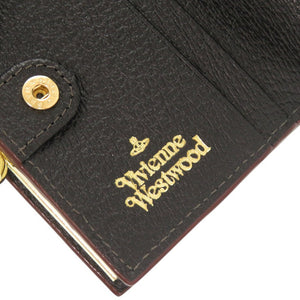 新品同様 ヴィヴィアンウエストウッド オーブ がま口 レザー ブラック 二つ折り財布 黒 0873【中古】Vivienne Westwood