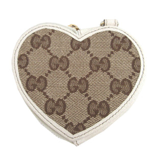 美品 グッチ ハート 152615 GGキャンバス レザー ベージュ アイボリー コインケース 財布 0874【中古】GUCCI