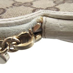 美品 グッチ ハート 152615 GGキャンバス レザー ベージュ アイボリー コインケース 財布 0874【中古】GUCCI
