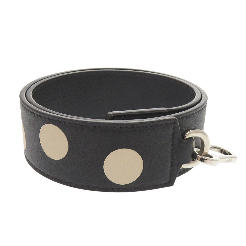 美品 ロエベ ドット柄 レザー ブラック ショルダーストラップ 黒 0875【中古】LOEWE