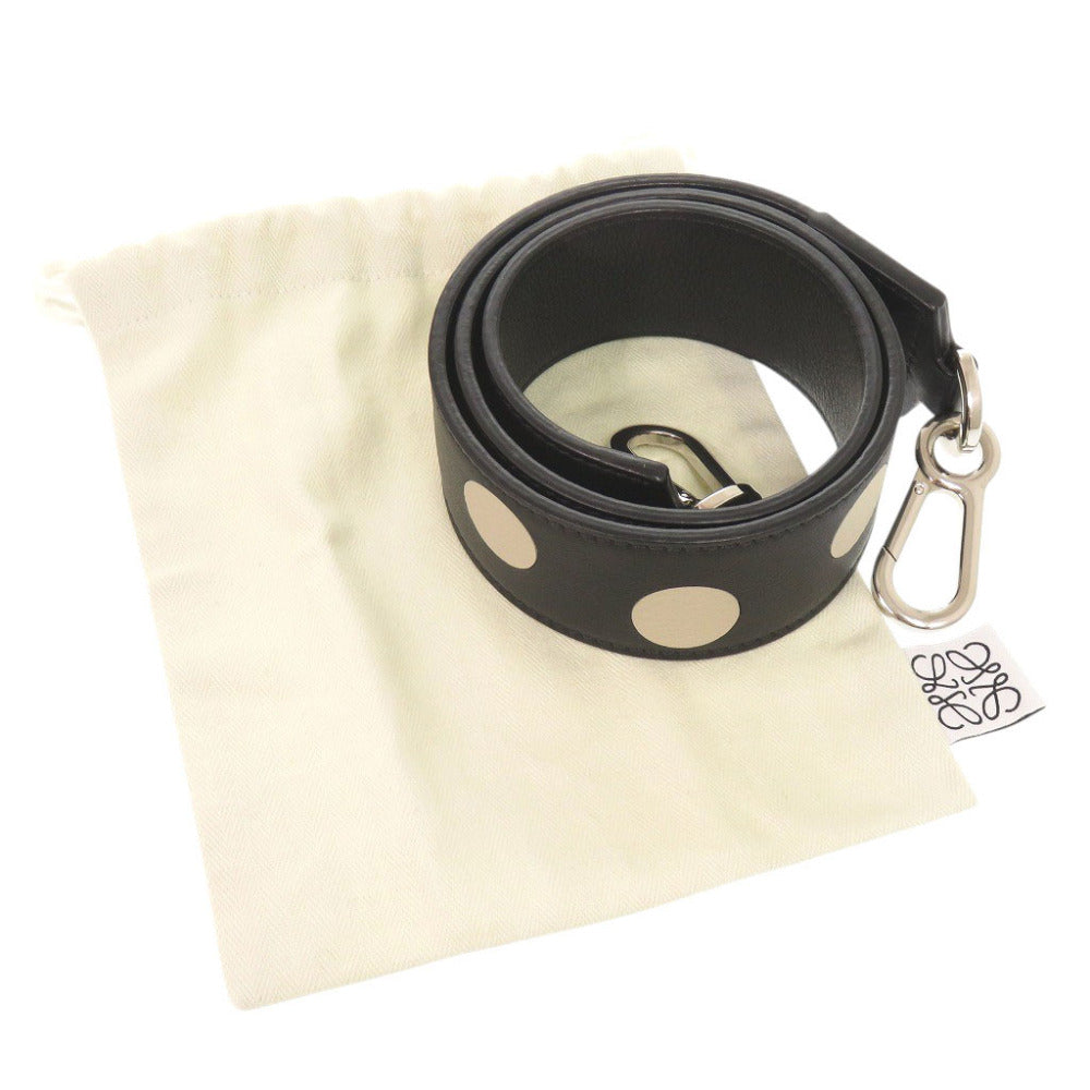 美品 ロエベ ドット柄 レザー ブラック ショルダーストラップ 黒 0875【中古】LOEWE