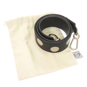 美品 ロエベ ドット柄 レザー ブラック ショルダーストラップ 黒 0875【中古】LOEWE