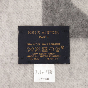 美品 ルイ ヴィトン エシャルプ カーディフ M70484 ウール カシミヤ グレー マフラー LV 0890【中古】LOUIS VUITTON