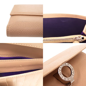ブルガリ ブルガリブルガリ ロゴクリップ 長財布 カーフ ベージュ 0897【中古】BVLGARI