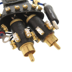 美品 プラダ キャット ロボット サフィアーノレザー メタル ブラック ホワイト キーホルダー チャーム 0905【中古】PRADA