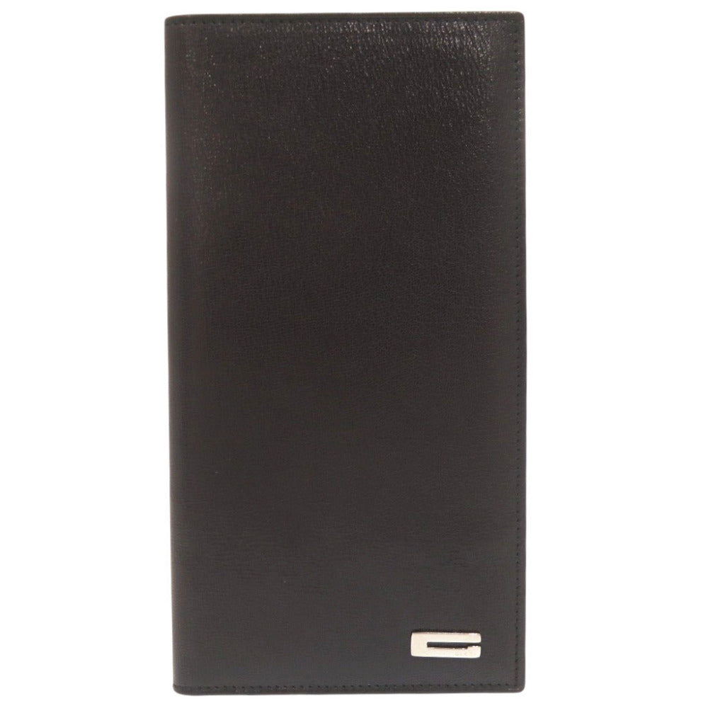 美品 グッチ ロゴ金具 レザー ブラック 札入れ 長財布 黒 0918【中古】GUCCI