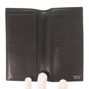 美品 グッチ ロゴ金具 レザー ブラック 札入れ 長財布 黒 0918【中古】GUCCI